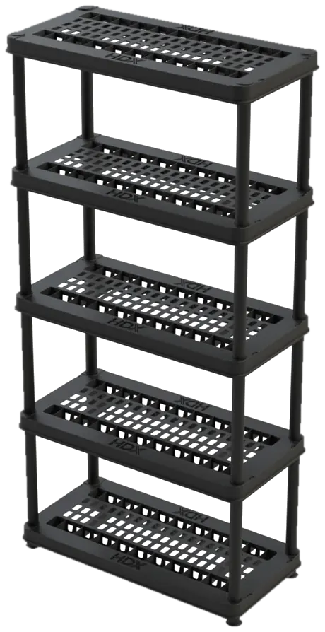 HDX 5 Tier Plastic Garage Storage Unit in Black (36 in, W x 73.5 in H x 18 in. D)
